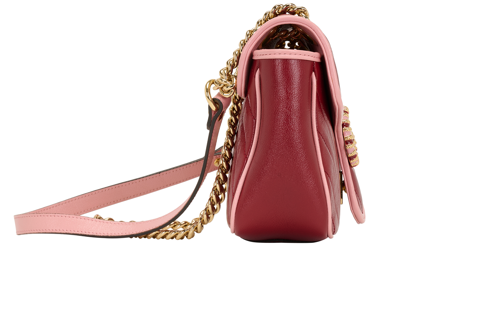 Small GG Marmont Shoulder Bag, &pound;750, Handbags, Pink/Red, Leather, Side view